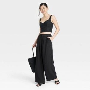 A new day Black Wide Leg Pleated Trousers